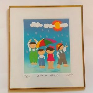 Rojo 201/300 Print Serigraph "Bajo La Lluvia"